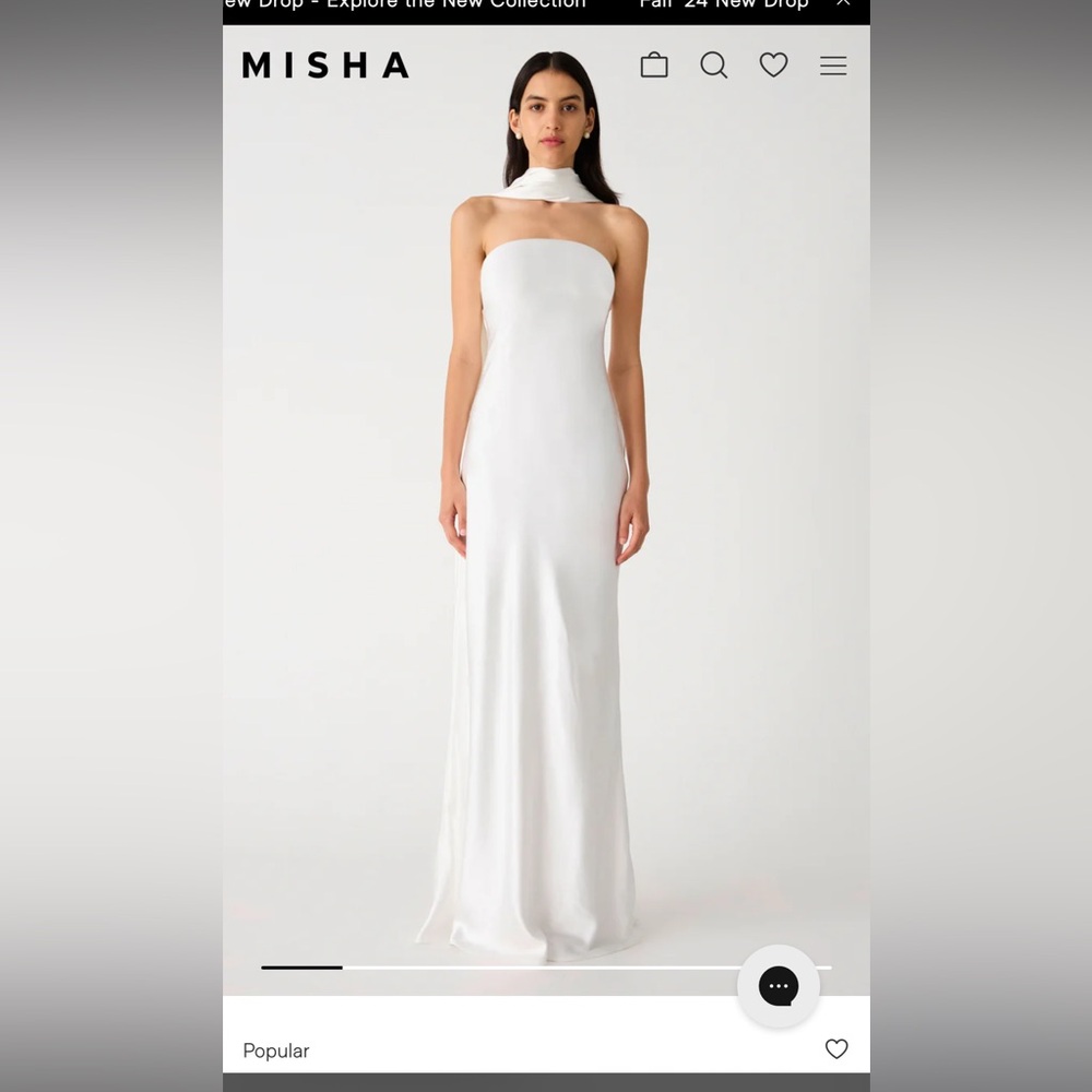 Brand new Misha white silk dress with neck scarf